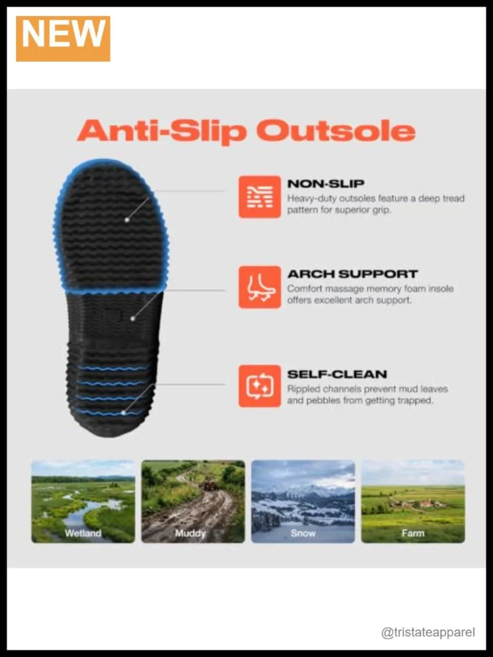 Women's Waterproof Insulated Neoprene Rubber Rain Boots Anti-Slip